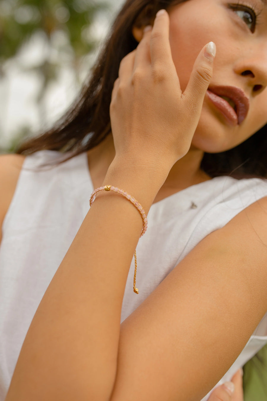 Pink Tourmaline Bracelet from Mozambique | Gold