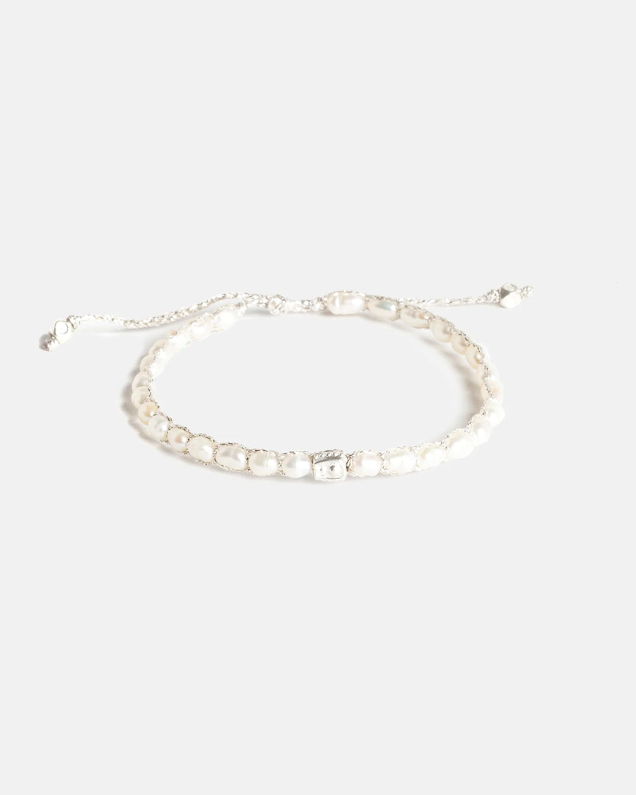 Fresh Water Pearl Oval Bracelet | Silver