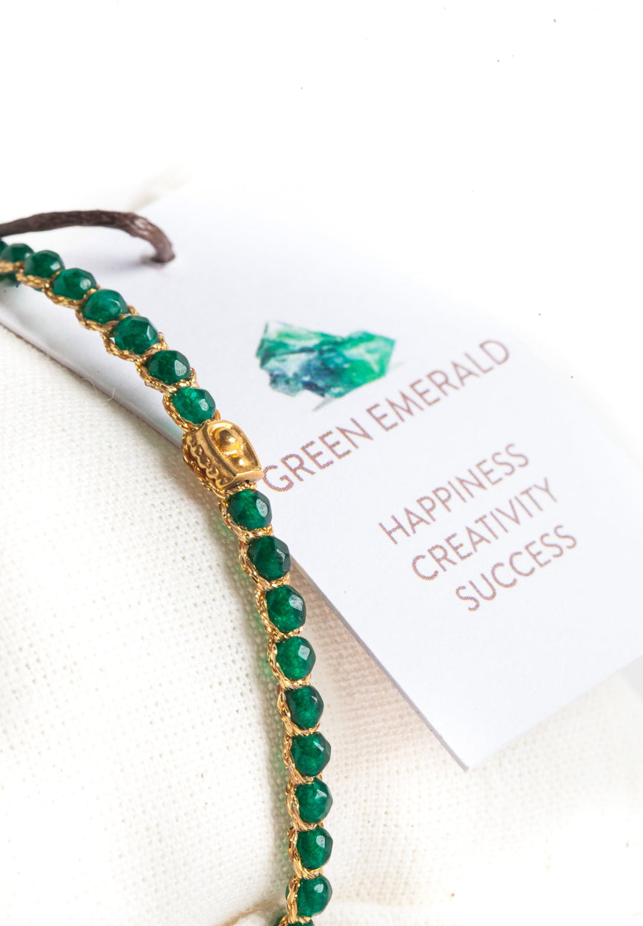 Pulsera de Ágata Verde Esmeralda | Oro