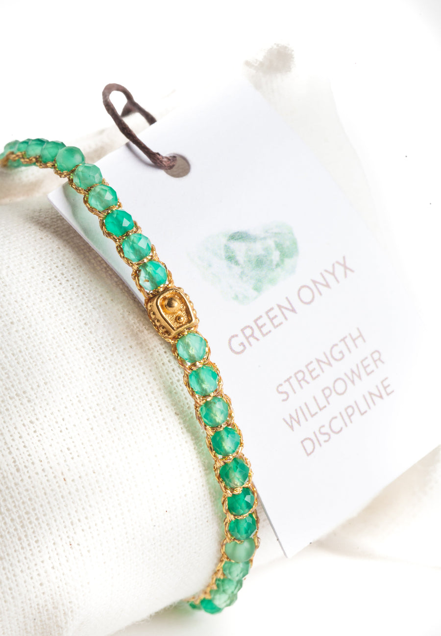 Pulsera de Ónix Verde | Oro