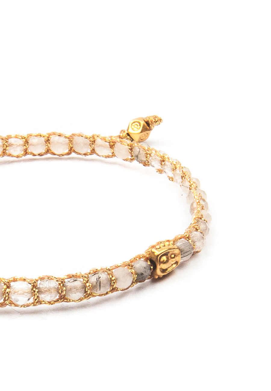 Pulsera de Cuarzo Rutilado Transparente | Oro