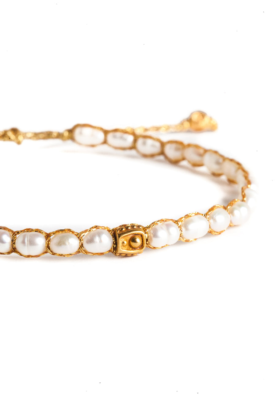 Pulsera Oval de Perlas | Oro