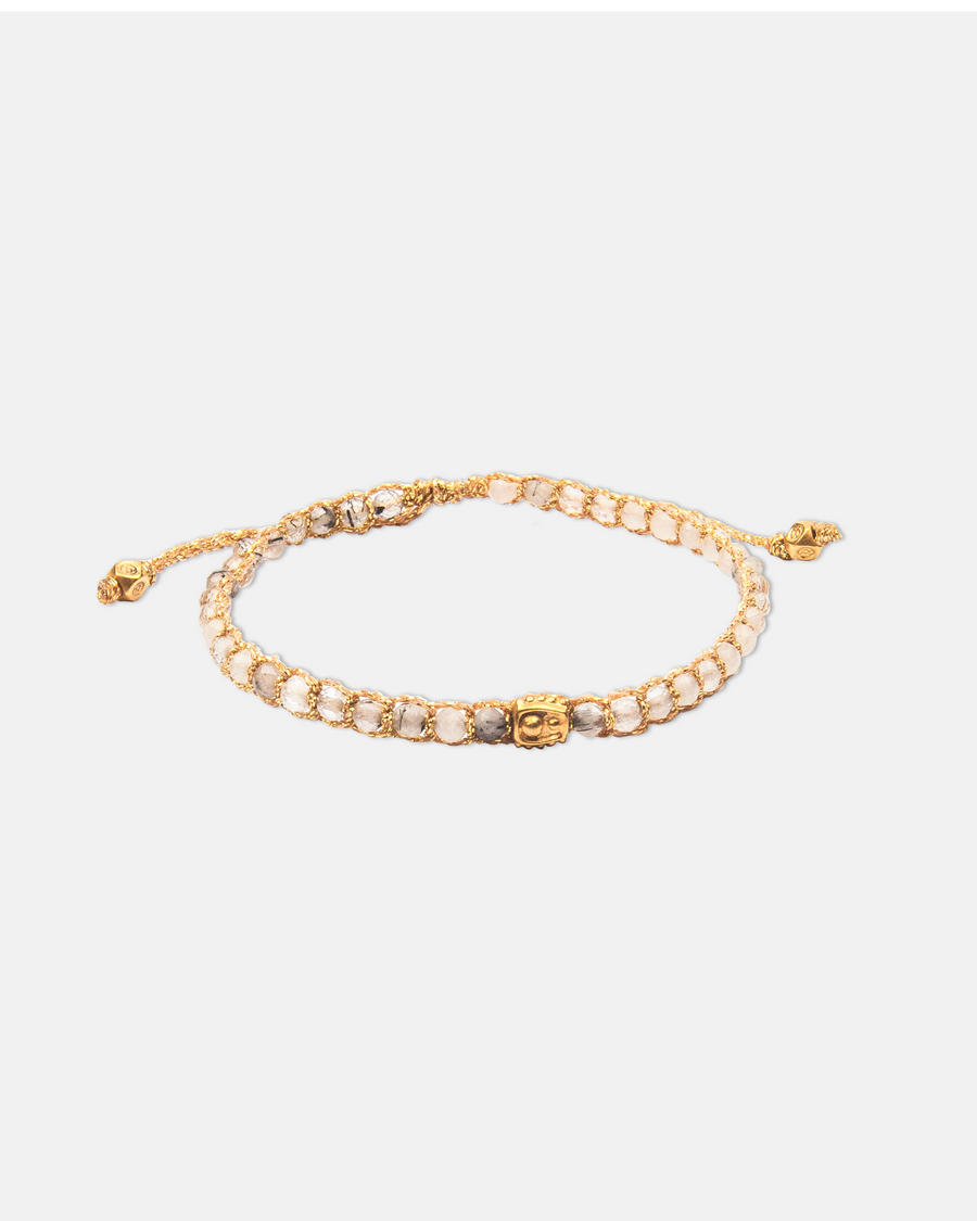 Pulsera de Cuarzo Rutilado Transparente | Oro