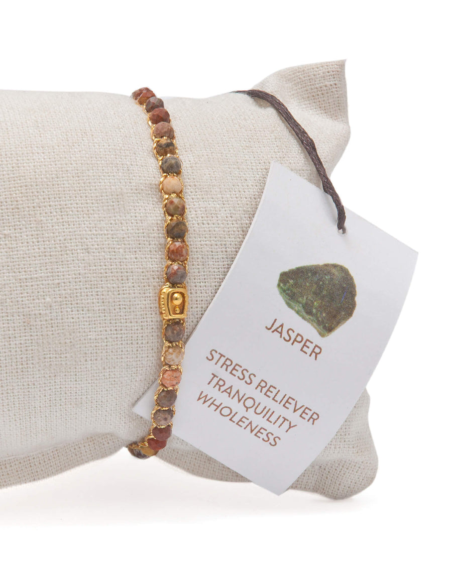 Pulsera Jaspe Marrón | Oro