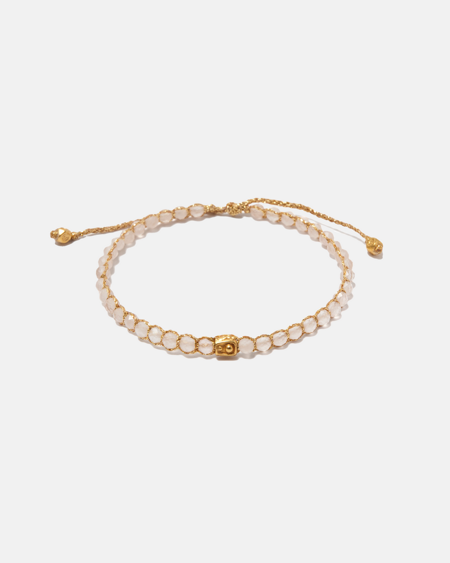 Pulsera de cuarzo rosa | Oro