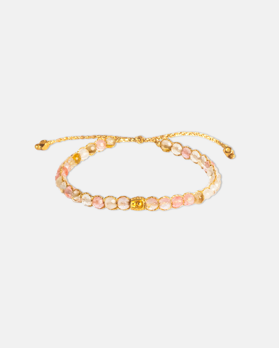 Pulsera de Cuarzo Sandía | Oro